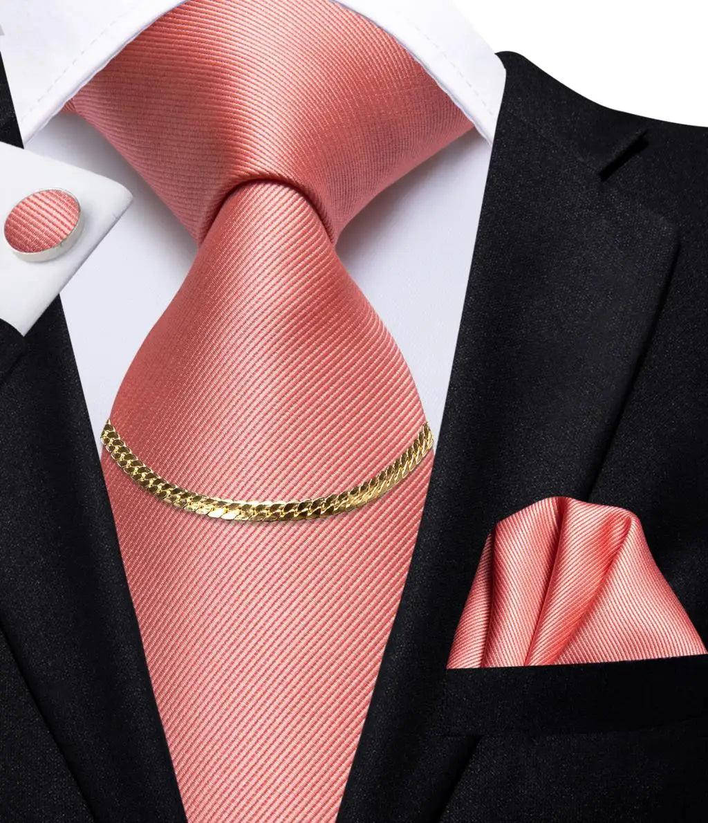 Hi-Tie Business Black Luxury Plaid Mens Tie Silk Neckties Fashion Tie Chain Hanky Cufflinks Set Design Gift For Men Wedding
