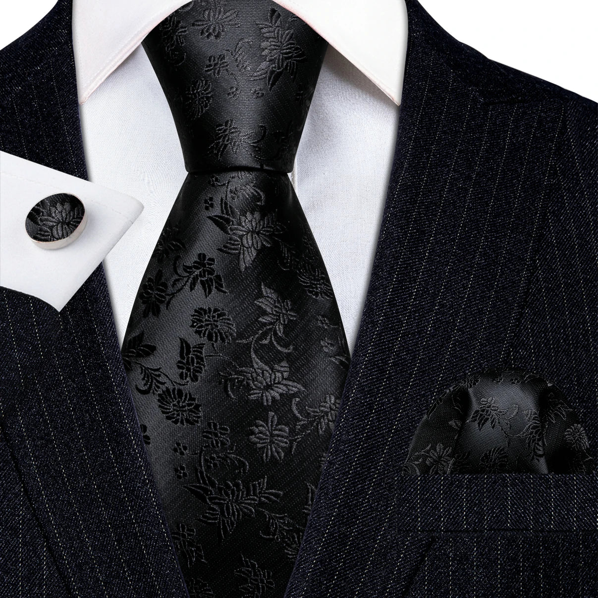 Ensemble élégant de cravates et boutons de manchette en soie à fleurs multiples pour homme, cravate jacquard à fleurs pour mariage, entreprise, fête, événement, Barry.Wang