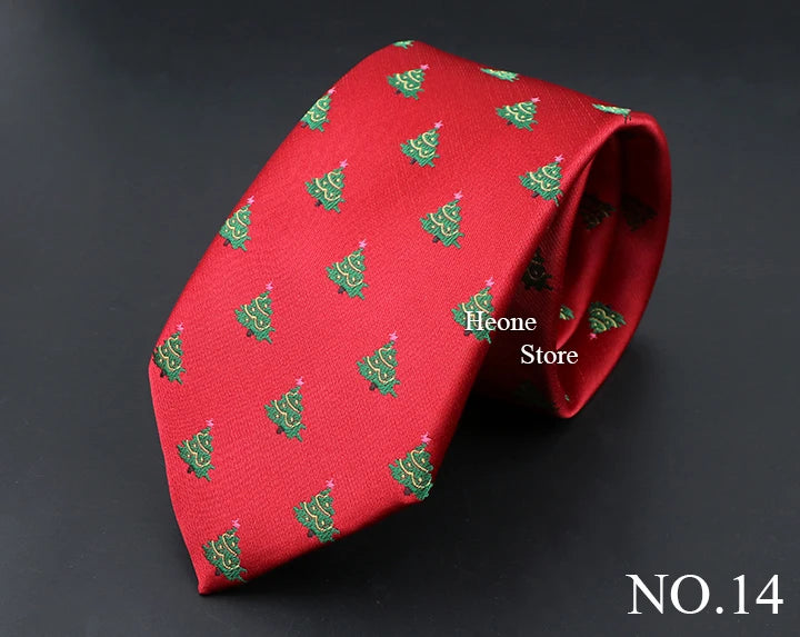 Classic Red Blue Christmas Tie For Men Father Festival Gift Santa Claus Snowman Tree Snowflake Elk Necktie Skinny 7cm Accessory