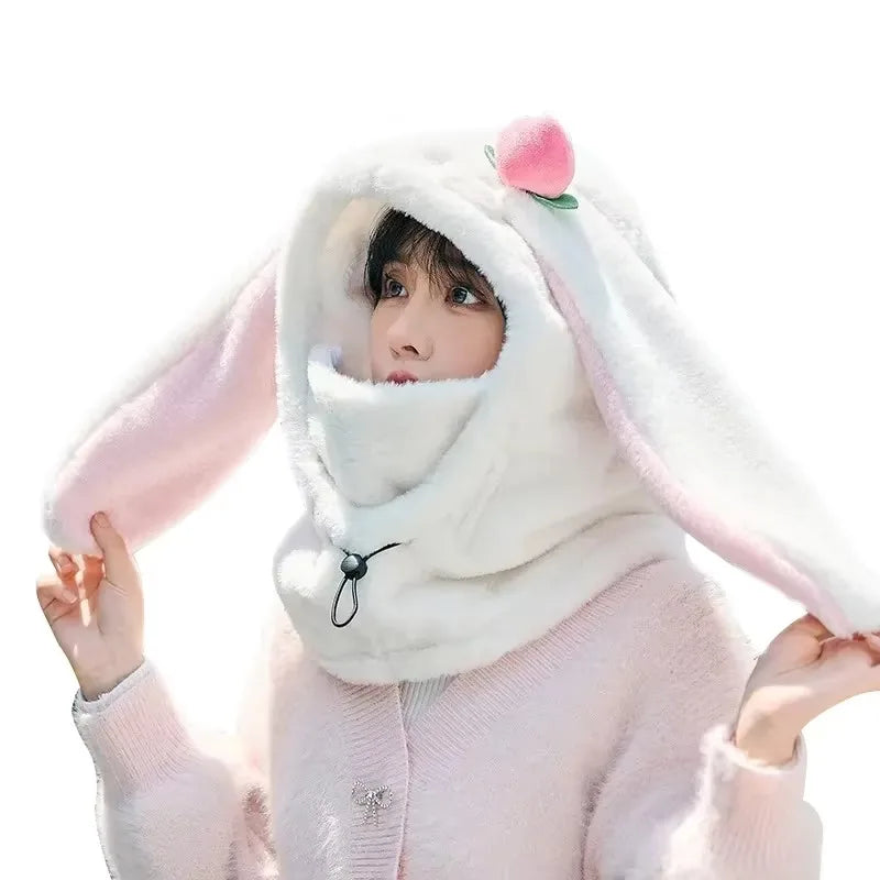 Couvre-casque de ski avec oreilles de lapin, confortable et doux, idéal pour l'hiver, idéal pour les filles et les femmes