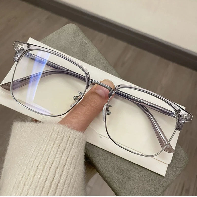 Blue Light Blocking Glasses for Men Women Retro Half Frame Computer Optical Vintage Square Eyewear Anti-radiation Eyeglasses