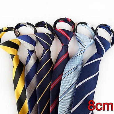 Zipper Tie Men Bridegroom Wedding Necktie Lazy Pre-tied Ties Striped 8cm Hot Sell Style Zipper Necktie For Men Women Wholesale