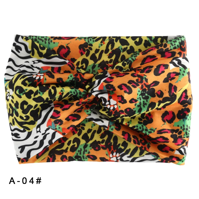 Printed Wide Elastic Headband Pilates Yoga Running Cycling Hairband Turban Makeup Hair Hoop Makeup Headwrap for Women Girl
