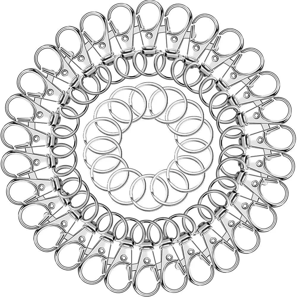 Lot de 100 mousquetons pivotants pour porte-clés, mousquetons à mousqueton pour porte-clés, bijoux, loisirs créatifs
