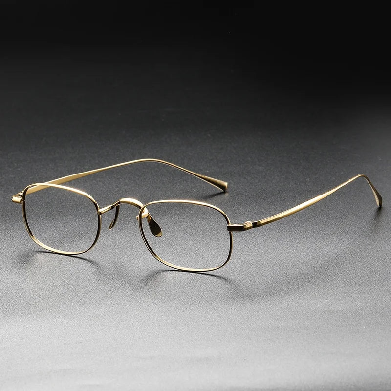 Vintage Small Square Oval 6.5g Ultra-Light Pure Titanium frame ,KJ45|Thin Frame of Golden Wire|For Men and Women