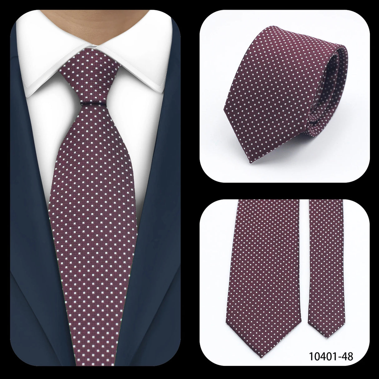 Cravate de luxe LYL 7 cm en jacquard à pois rouges pour affaires, accessoires occidentaux, cadeau pour invités de mariage, articles de cravate Bolus