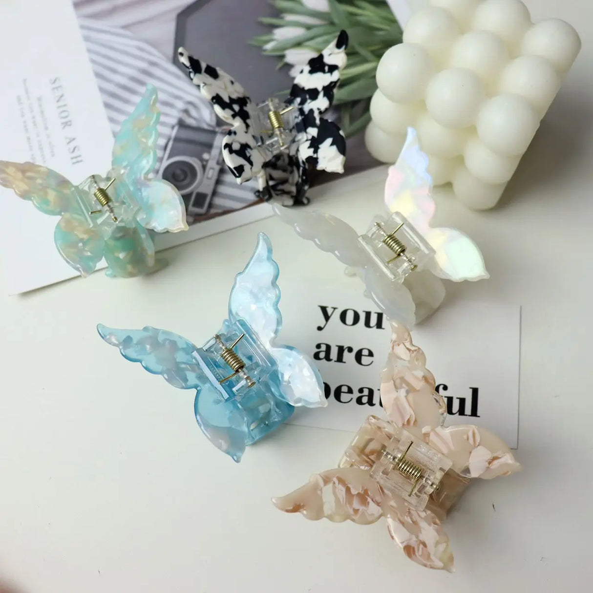 1PC French Butterfly Clip Mermaid Hair Clip Acetic Acid Hair Clip Retro Back of Head Hair Accessories Hairpin.