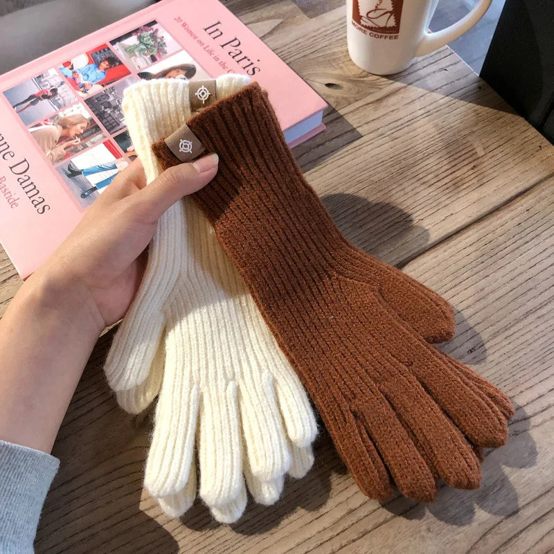 Gants tricotés à écran tactile tendance pour femmes, gants d'hiver chauds, gants d'équitation solides et moelleux, gants de travail Y2k Harajuku Kawaii