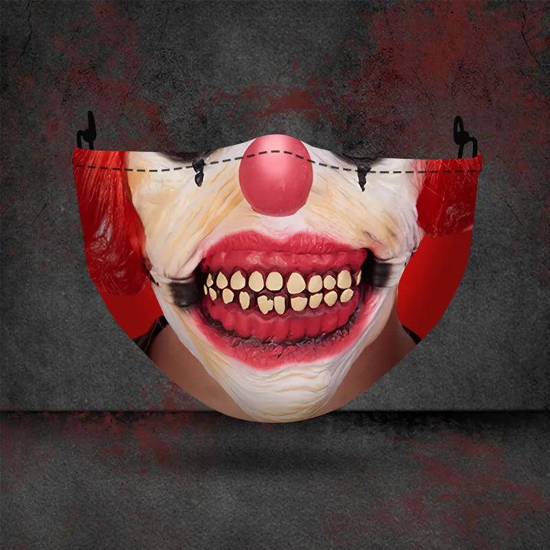 1 masque anti-poussière filtre adulte grande bouche masques faciaux 3D mascara Halloween masculin réutilisable lavable masque de clown mascara divertida