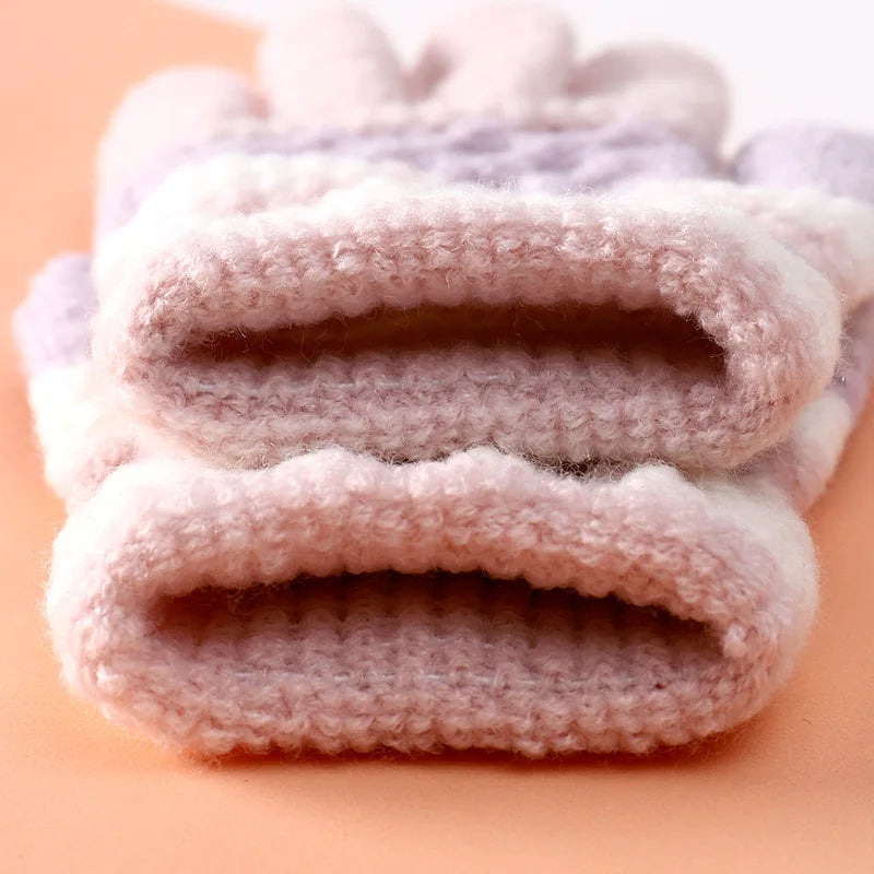 1 paire de gants d'hiver chauds pour bébé, mignons, rayés, à doigts fendus, pour la maternelle, garçons et filles, gants tricotés pour enfants de 3 à 8 ans