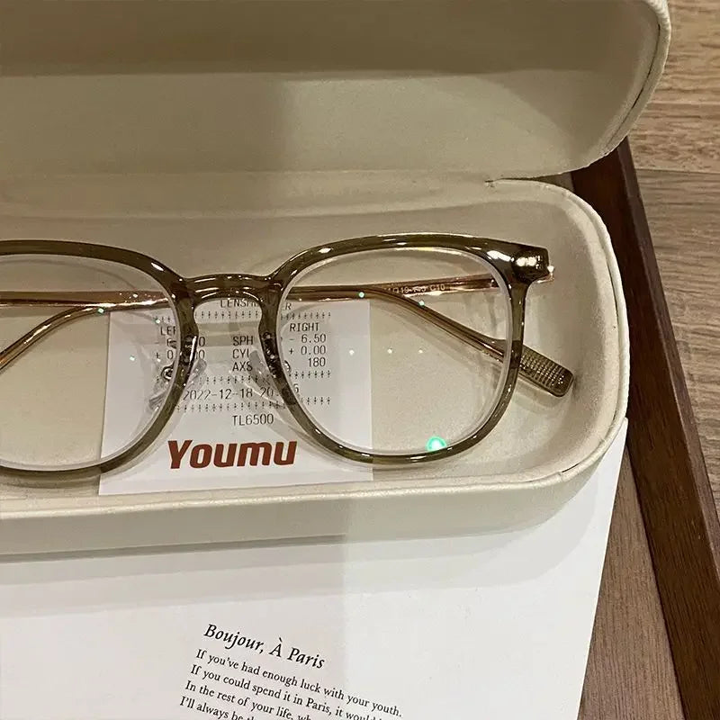 0 ~ -6.0 Myopia Glasses Blue Light Resistant Flat Glasses Oval Resin Lenses Men Computer Optical Eyeglasses Unisex