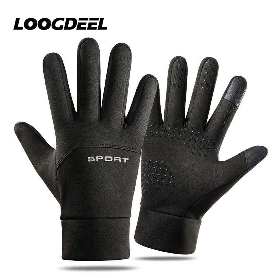 Gants de ski LOOGDEEL imperméables et coupe-vent pour l'hiver, cyclisme, course à pied, ski, gants de sport chauds, écran tactile, doigts complets, antidérapants