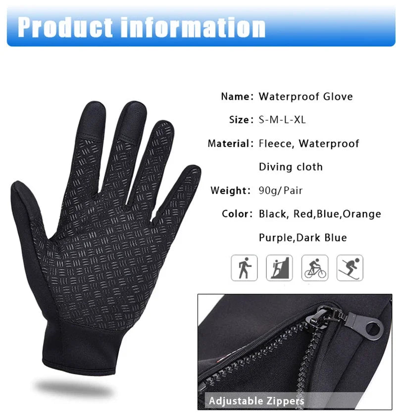Gants de ski en velours pour écran tactile, chauds et imperméables, résistants au froid, pour l'automne et l'hiver