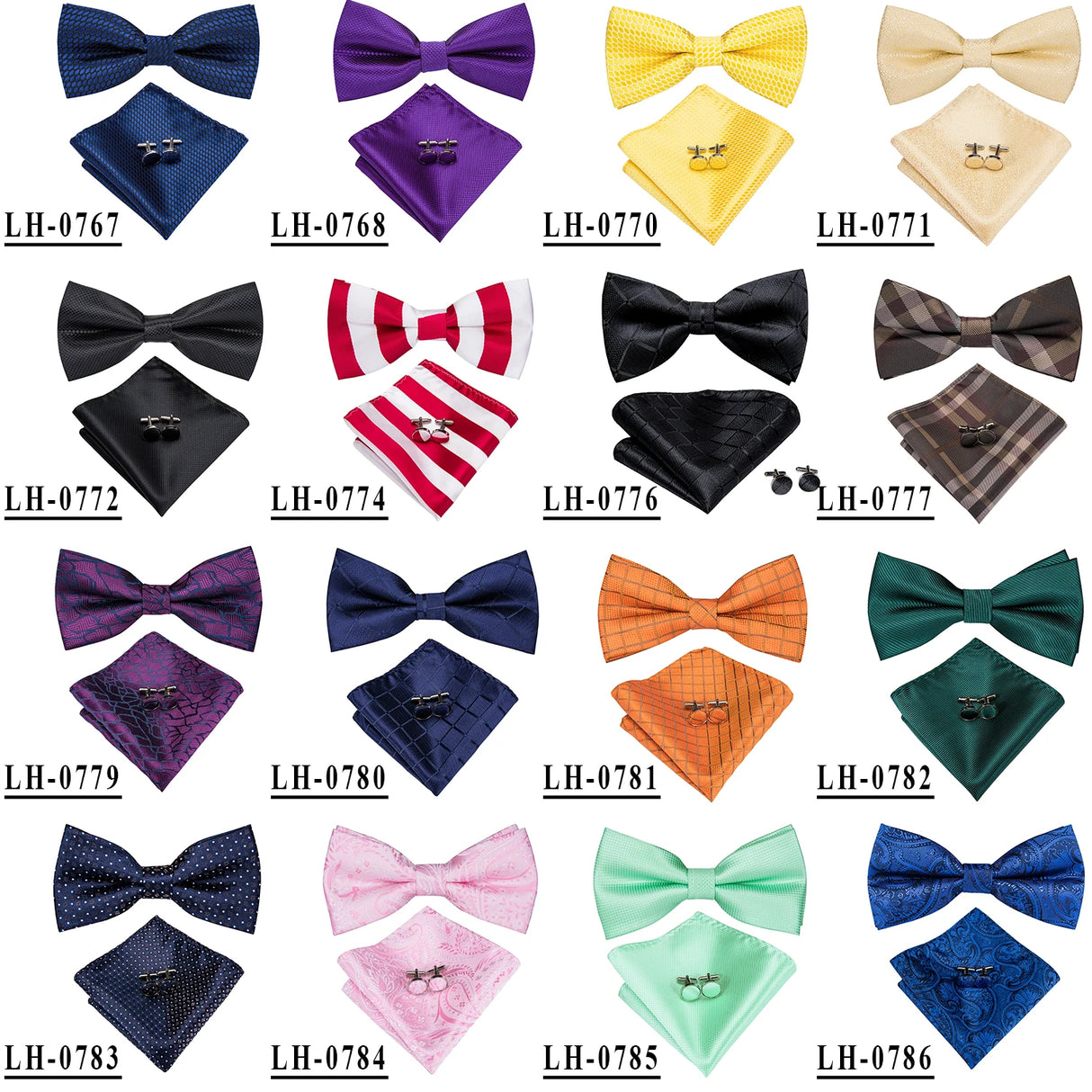 Hi-Tie Nœuds papillon verts de Noël pour hommes Cravate papillon en soie Ensemble de boutons de manchette et mouchoirs pour fête de mariage Nœud papillon uni à carreaux cachemire