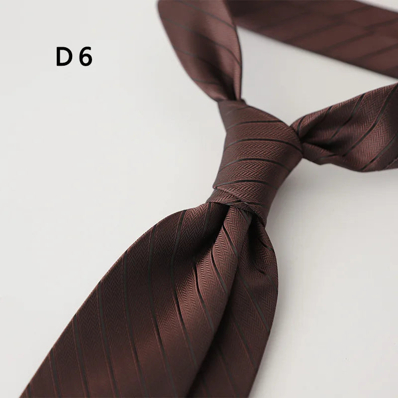 Cravate en polyester jacquard 8 cm, style décontracté, rouge et marron, pour homme, accessoire de costume, de fête, de mariage ou de banquet