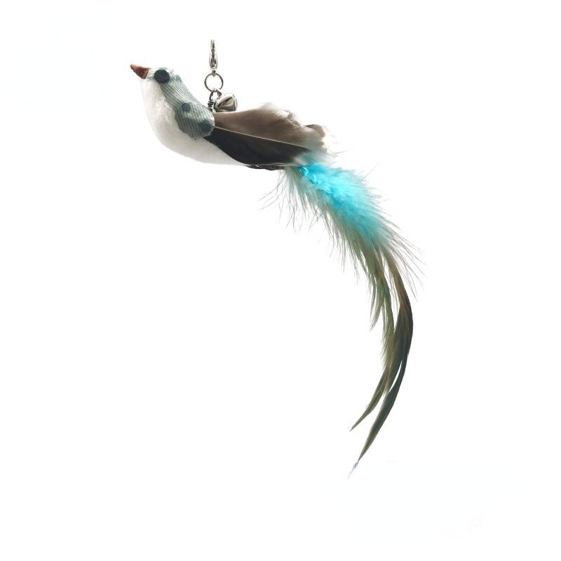 NONOR Simulationsvogel, interaktives Katzenspielzeug, lustiger Federvogel mit Glöckchen, Katzenstab zum Spielen mit Kätzchen, Teaser-Zauberstab, Spielzeug, Katzenbedarf