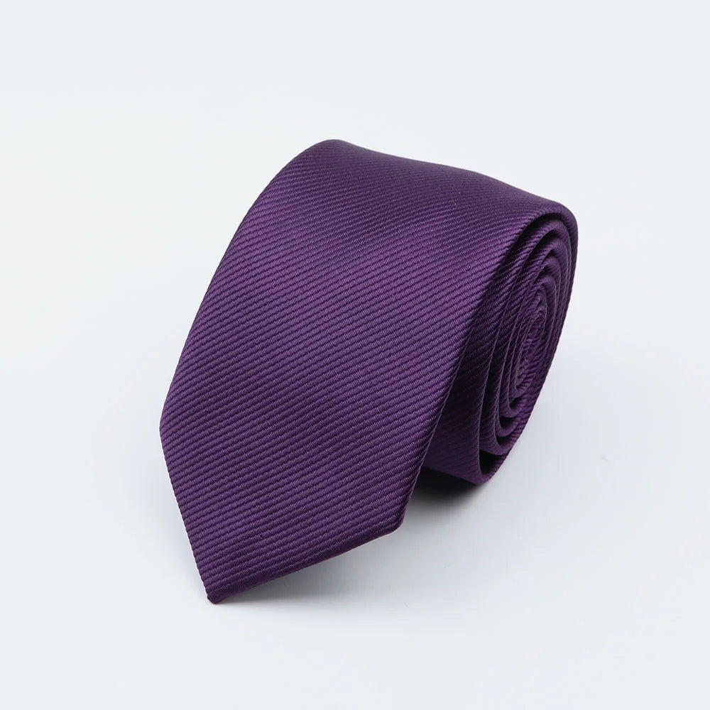Cravate classique unie pour homme, cravate formelle à rayures, 6 cm, fine, pour mariage, slim, pour marié