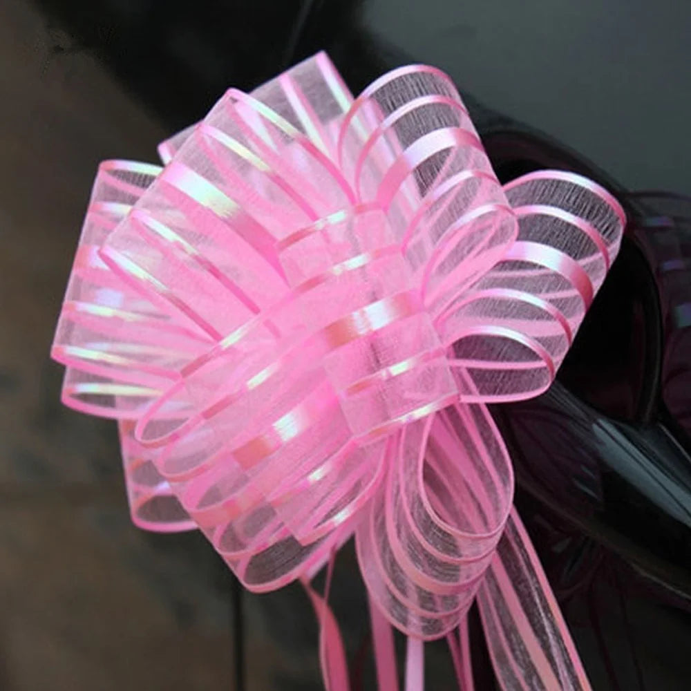 Lot de 5 grands nœuds à tirer pour décoration de voiture de mariage, d'anniversaire, de fête d'Halloween ou de Noël