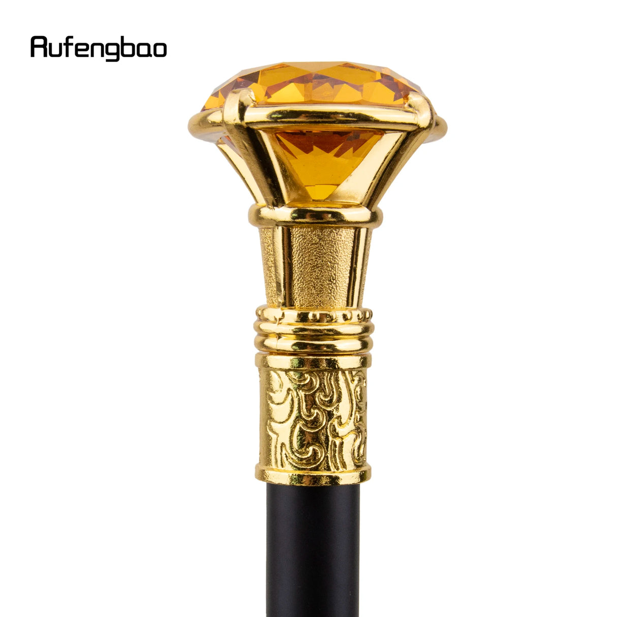 Orange Diamond Type Golden Walking Stick with Hidden Plate Self Defense Fashion Cane Plate Cosplay Crosier Stick 93cm