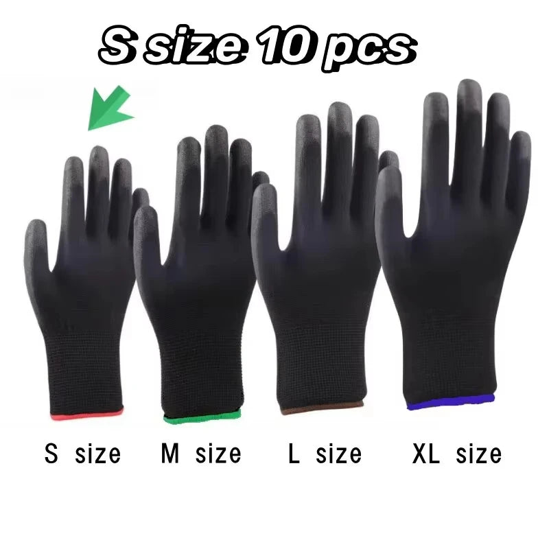 10 pares de guantes de seguridad duraderos: antideslizantes, resistentes al desgaste y con protección ESD para jardinería y carpintería.