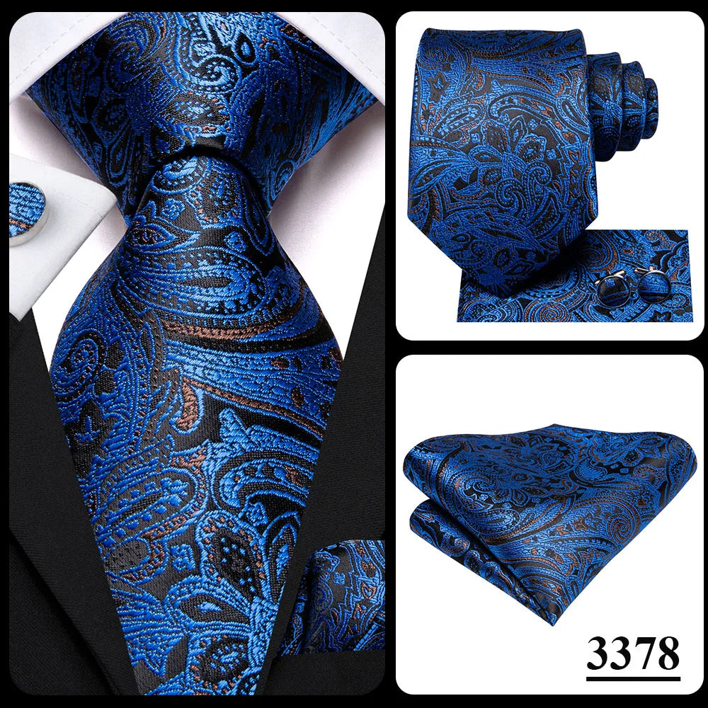 Hi-Tie – Cravate de mariage en soie violette unie à motif cachemire pour homme, ensemble de qualité avec boutons de manchette et mouchoir, cadeau tendance, livraison directe