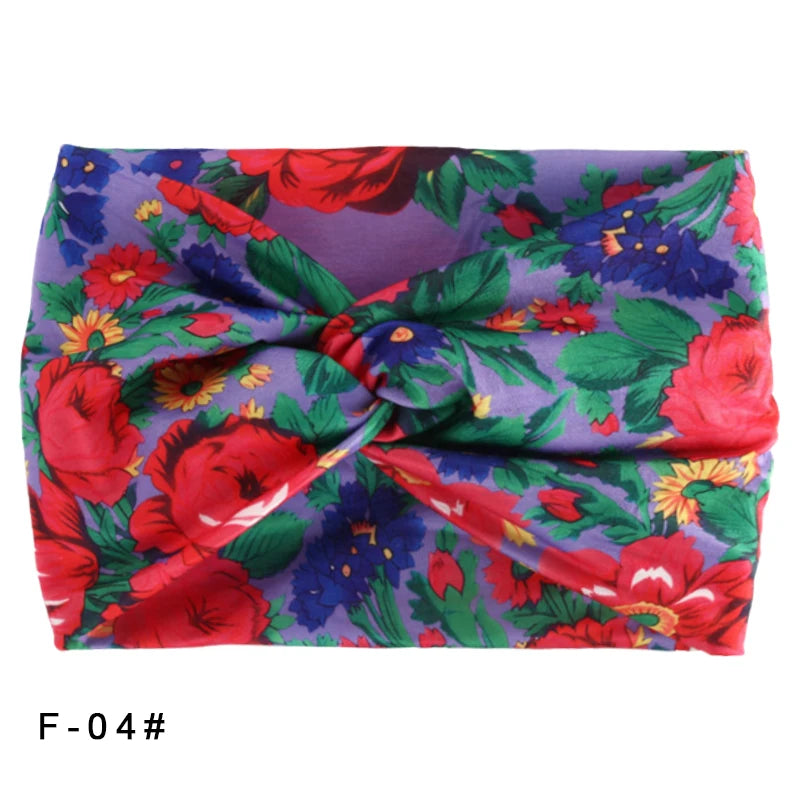 Printed Wide Elastic Headband Pilates Yoga Running Cycling Hairband Turban Makeup Hair Hoop Makeup Headwrap for Women Girl