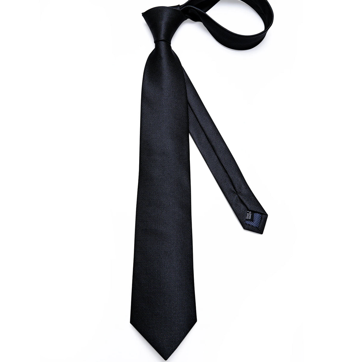 Cravate noire unie pour homme, 8 cm de large, en polyester, pour affaires, mariage, fête, pochette, boutons de manchette, cadeau pour mari