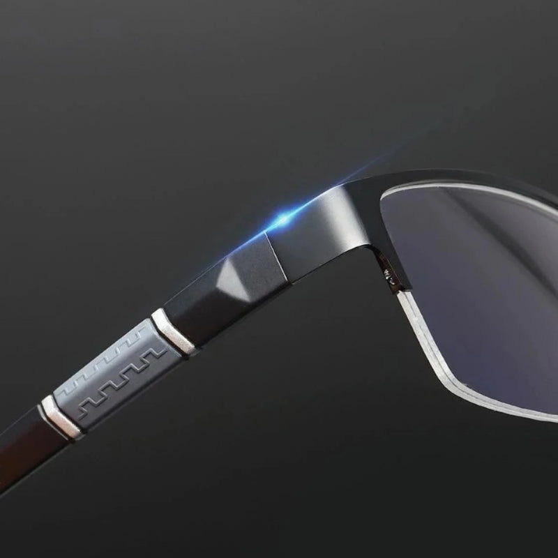 Men's Blue Light Blocking Reading Glasses Vintage Retro Metal Half Frame Eyeglasses Unisex Classic Business Eyewear Presbyopia