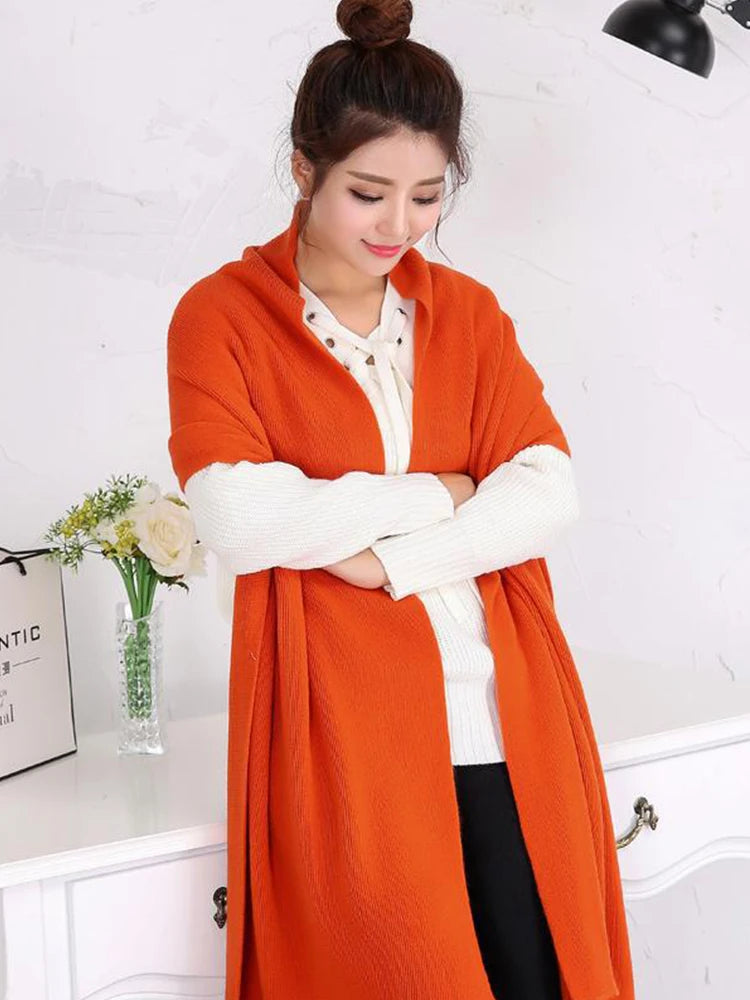 Gestrickte 2023 Herbst Winter Frauen Männer Einfarbig Schal Imitation Kaschmir Bandana Warme Weibliche Hijab Schals Bufanda Wrap Schal