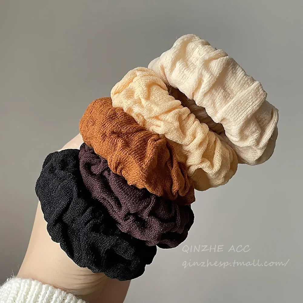 Élastiques à cheveux classiques, grands et épais, en tissu sans couture, pour femmes et filles, chouchous tricotés pour cheveux épais