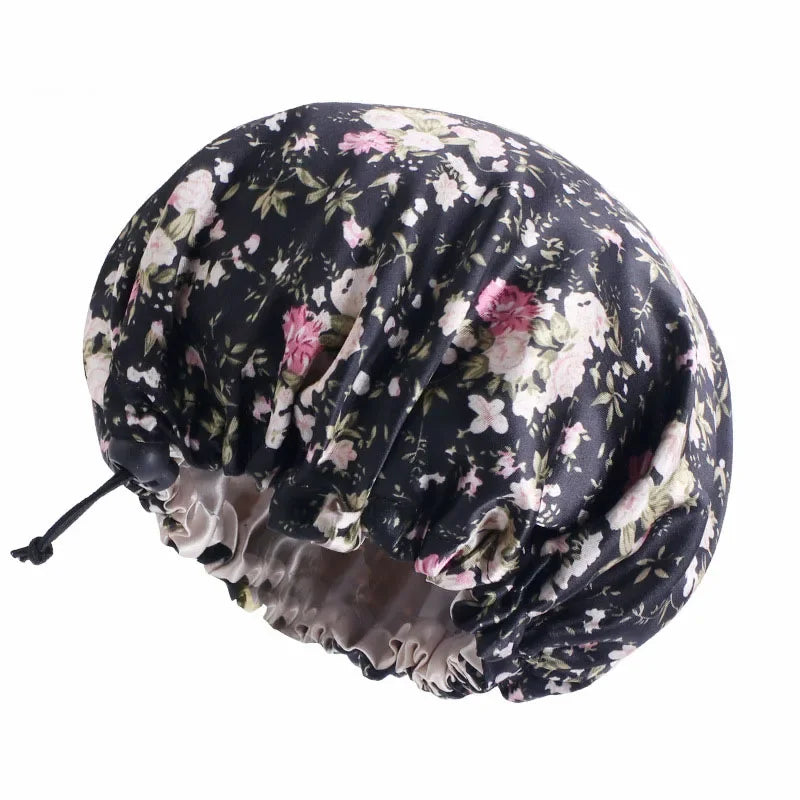 Bonnet de nuit pour enfants et filles, imprimé floral, bonnet de nuit en satin, turban, bonnet de nuit pour enfants, bonnet de soins capillaires, bonnet de nuit