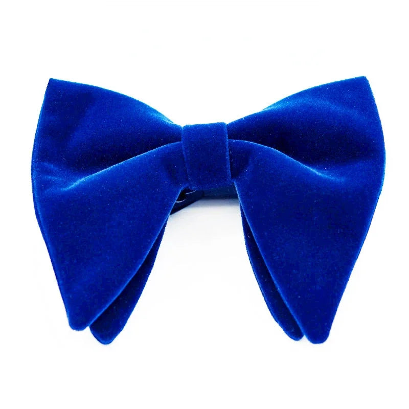 Men's Business Bow Tie Velvet Royal Blue Burgundy Double Deck Big Bowtie Fashion New Mens Wedding Horns Bowties Gifts for Men