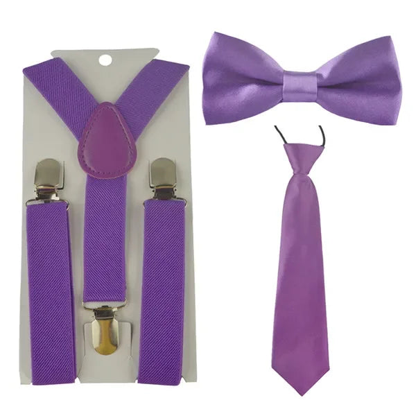 Fashion 3PCS School Boys girls Children Kids brace elastic Suspenders for shirt suspensorio Tie Bowties butterfly Set TR0001