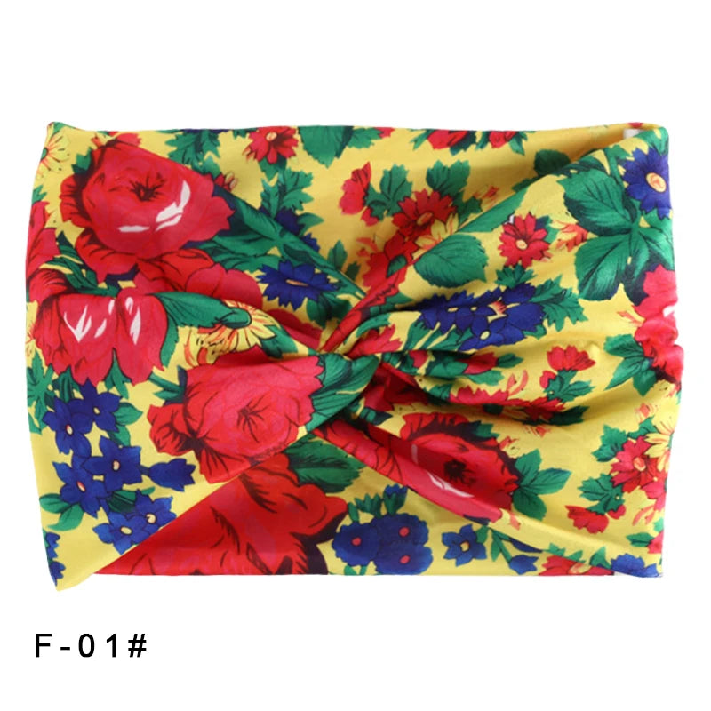 Printed Wide Elastic Headband Pilates Yoga Running Cycling Hairband Turban Makeup Hair Hoop Makeup Headwrap for Women Girl
