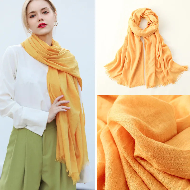 Écharpe en lin et coton doux, châle musulman, grand hijab uni, bandeau de haute qualité, longues écharpes, 190 x 100 cm, 1 pièce, vente au détail