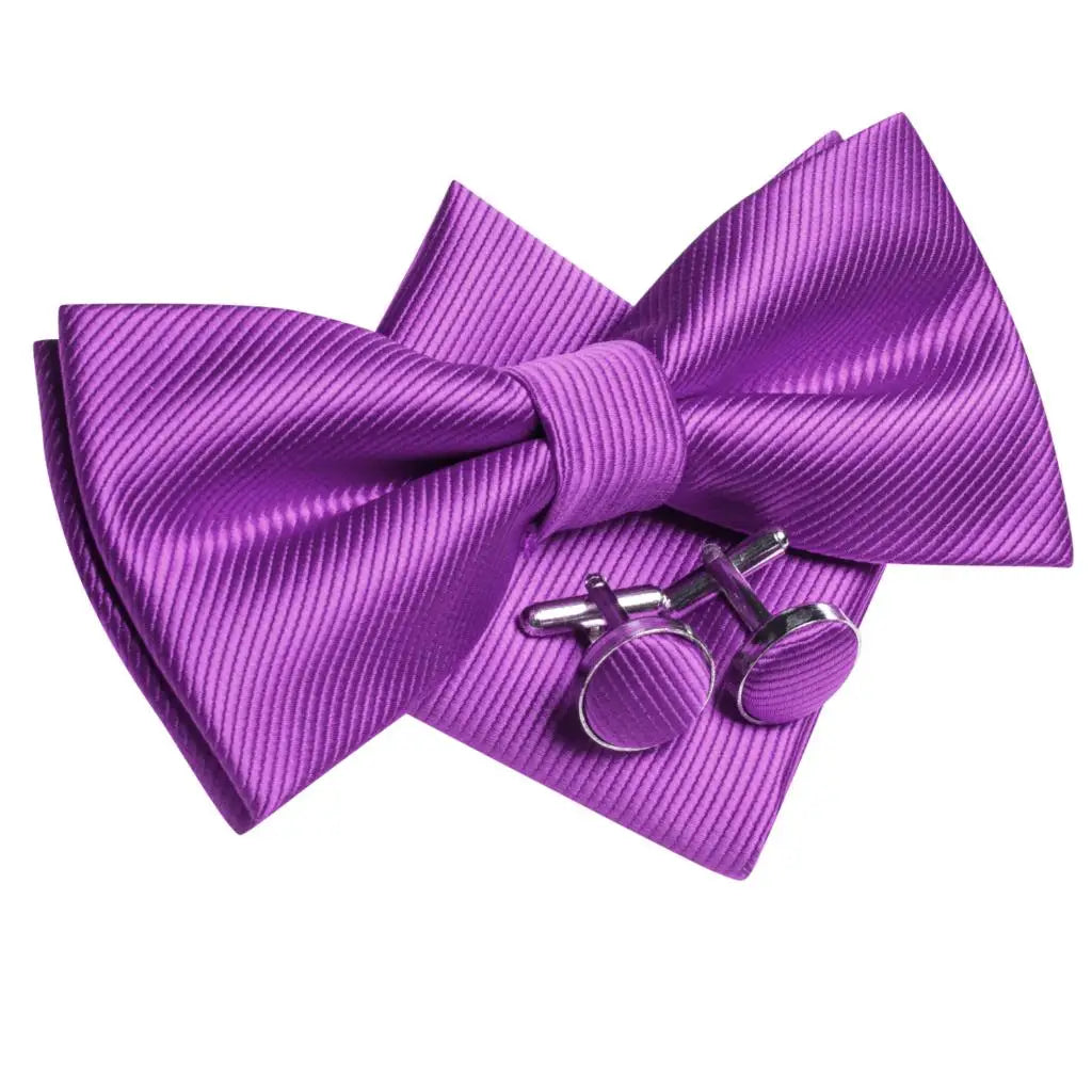 Hi-Tie Marque Soie Pré-noué Homme Nœud Papillon Mouchoir Boutons de Manchette Ensemble Nœud Papillon pour Homme Jacquard Solide Cachemire Floral Mariage Cadeau d'Affaires