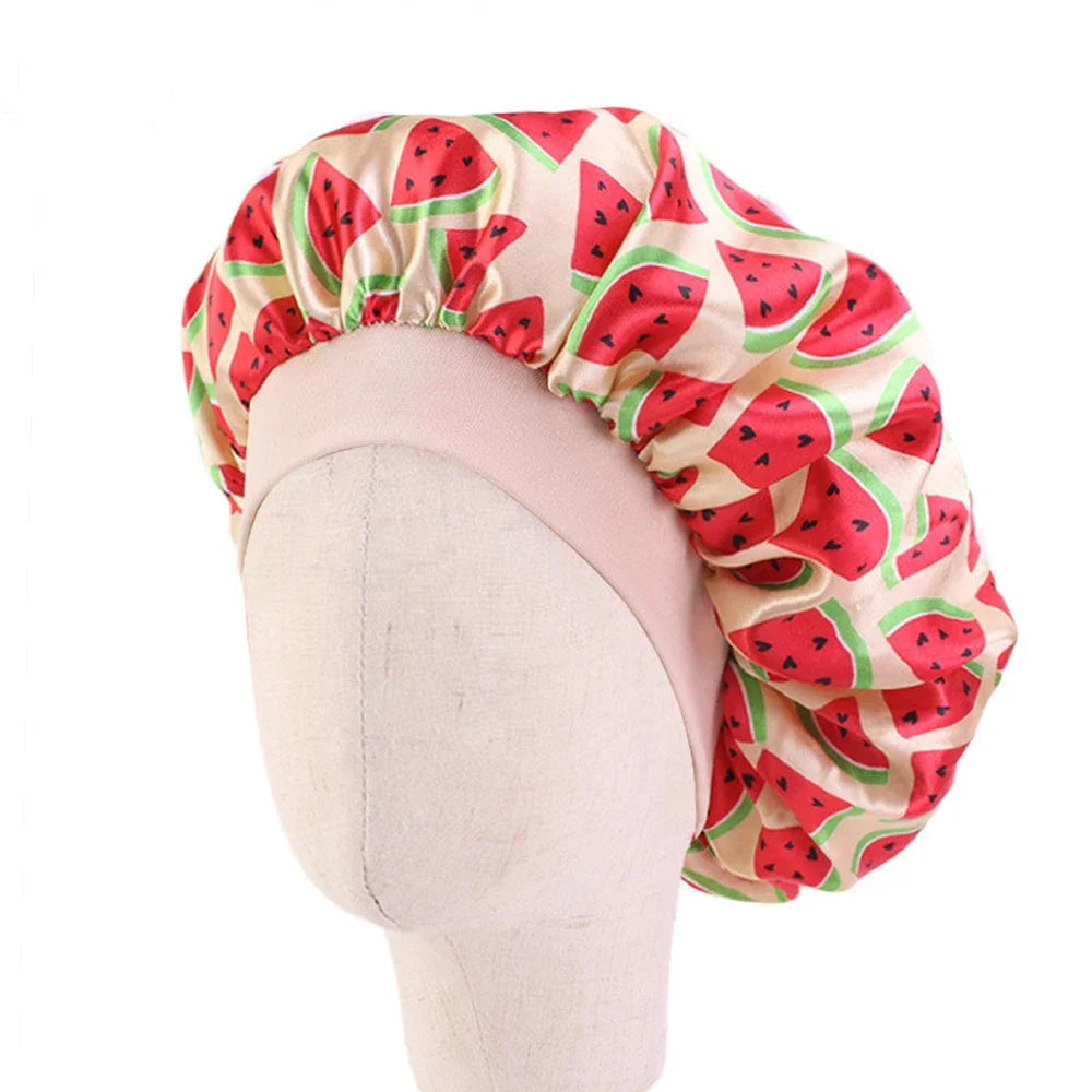 Bonnet de nuit pour enfants et filles, imprimé floral, bonnet de nuit en satin, turban, bonnet de nuit pour enfants, bonnet de soins capillaires, bonnet de nuit
