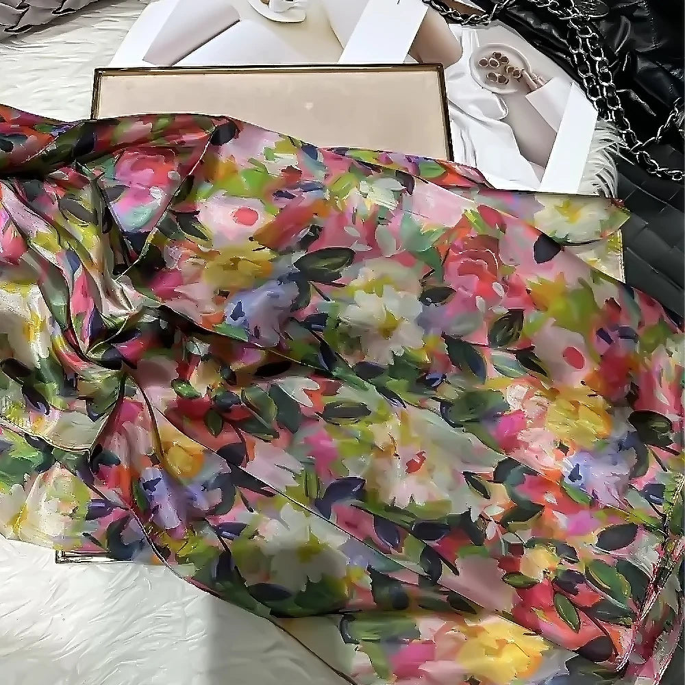 Rosa Grün Winter Langer Seidenschal Acessories Marke Blumenmuster 100% Seidenschal Sommer Strand Seidenschal Hijab Schal Bufanda