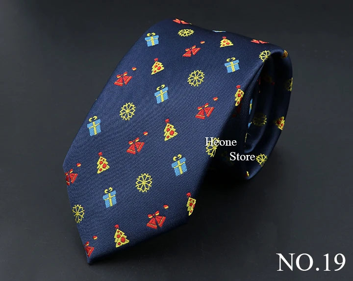 Classic Red Blue Christmas Tie For Men Father Festival Gift Santa Claus Snowman Tree Snowflake Elk Necktie Skinny 7cm Accessory