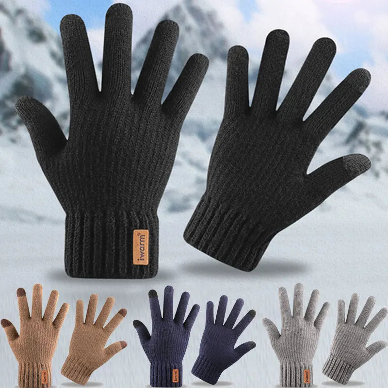 Herren Winterhandschuhe aus Wolle und Kaschmir, gestrickt, hochwertig, warm, für den Winter, Touchscreen, solide Handschuhe für Herren