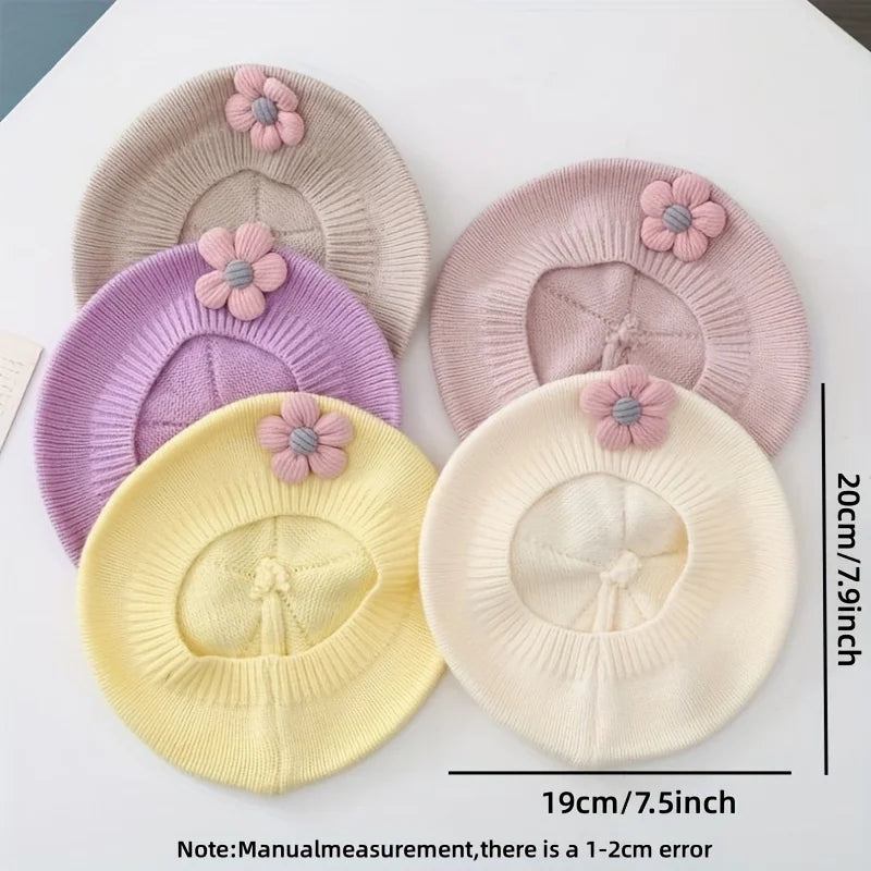 Fashion Baby Knitted Beret Hat Solid Color Children's Warm Hats Autumn Winter Painter Cap For Girls Kids Bonnet Accessories