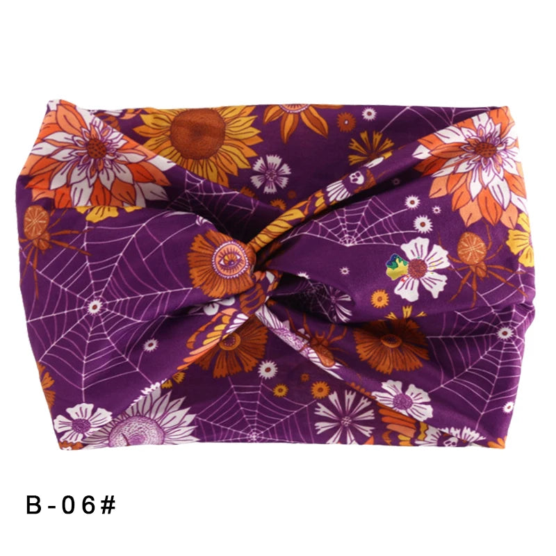 Printed Wide Elastic Headband Pilates Yoga Running Cycling Hairband Turban Makeup Hair Hoop Makeup Headwrap for Women Girl