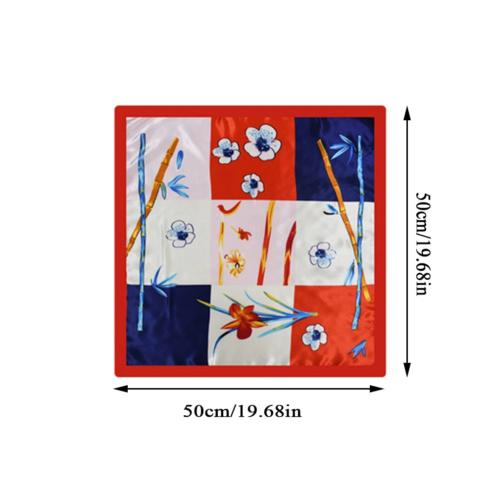 Foulard pour hôtesse de l'air, hijab, petit châle, imprimé floral, satin de soie, pour la tête, le cou, les cheveux, à faire soi-même