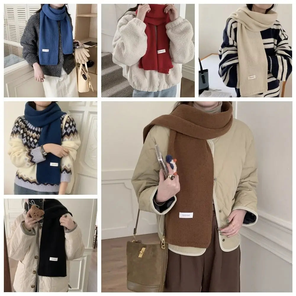 Letter Wool Scarf Retro Wool Scarves Cashmere Shawl Warm Scarf Long Shawl Solid Color Winter Cashmere Scarves Autumn Winter