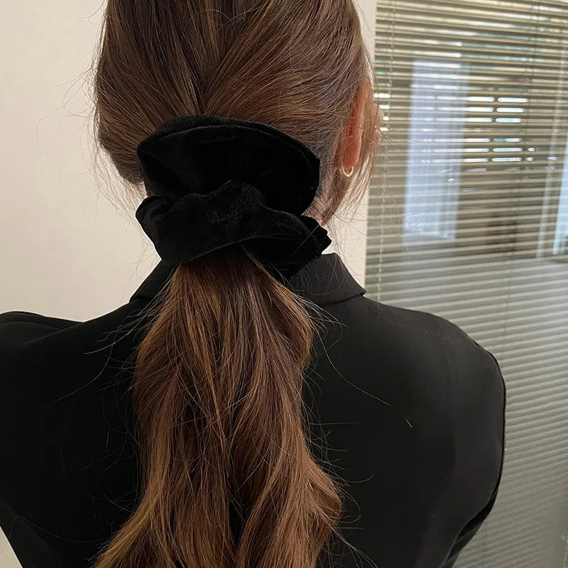 Grand élastique en velours pour femme, couleur unie, pour l'automne et l'hiver, accessoire pour cheveux