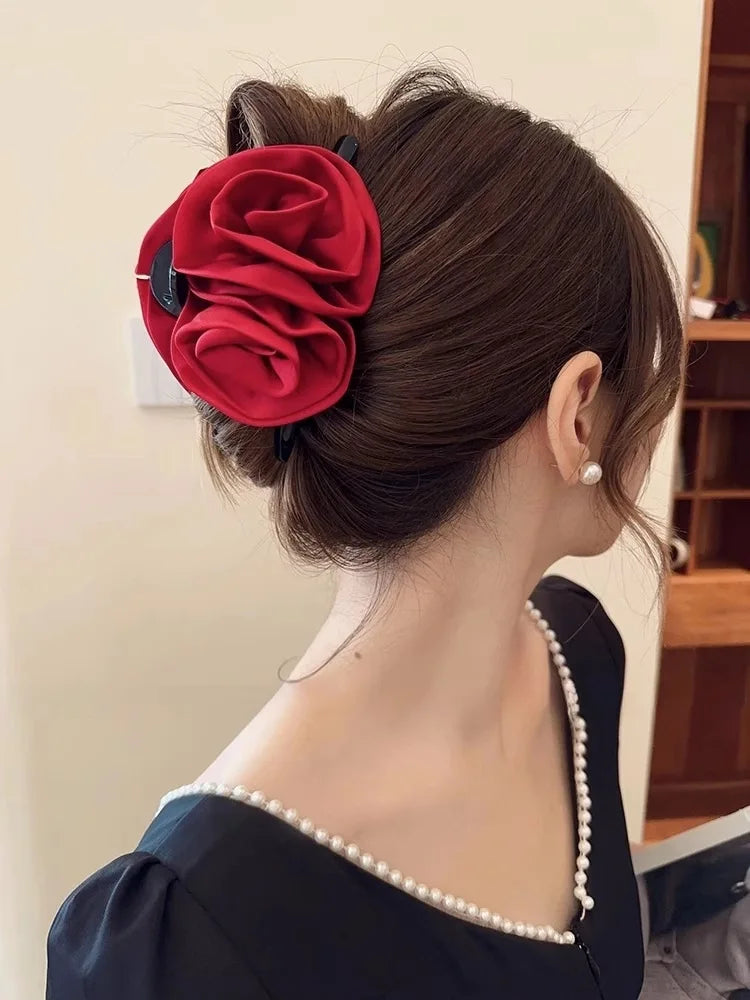 13cm Rose Shark Clip Large hair claw Elegant High-Grade Hair Accessories Pinzas Para El Cabello Заколка Для Волос