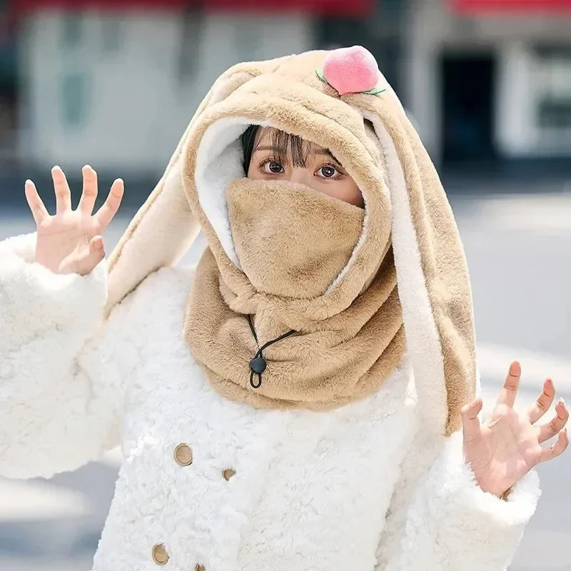Couvre-casque de ski avec oreilles de lapin, confortable et doux, idéal pour l'hiver, idéal pour les filles et les femmes