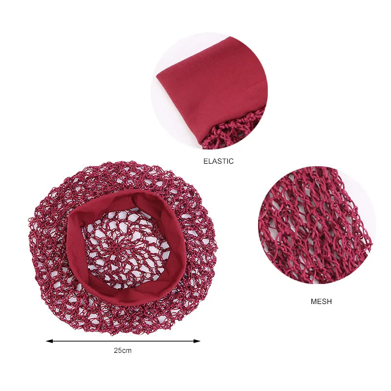 Women Stretchy Wide Band Crochet Hair Snood Mesh Net Wig Cap Head Cover Care Nightcap Pocket Wrap Dreadlock Headwear
