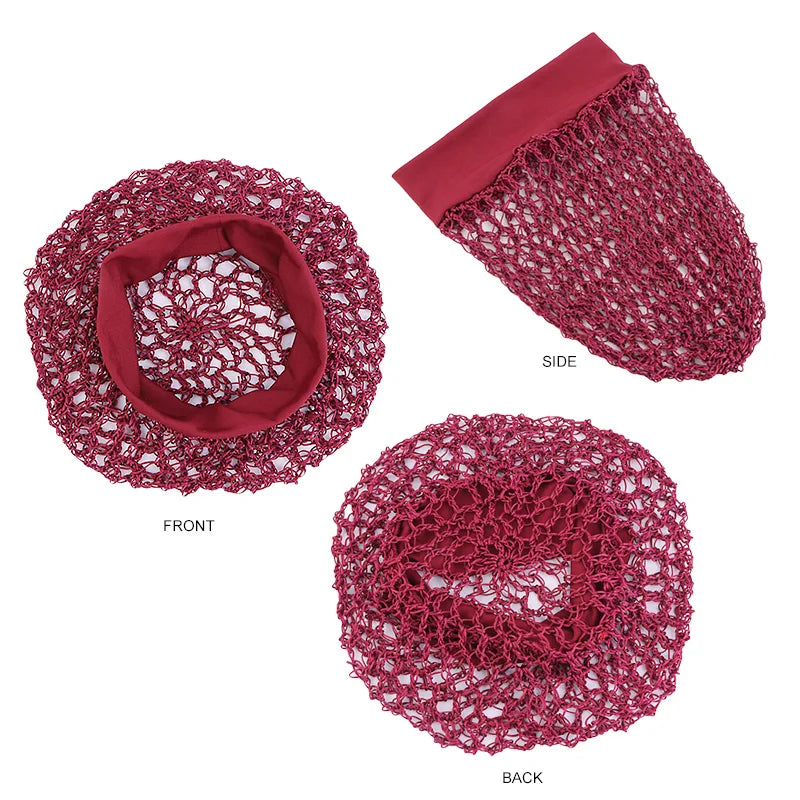Women Stretchy Wide Band Crochet Hair Snood Mesh Net Wig Cap Head Cover Care Nightcap Pocket Wrap Dreadlock Headwear