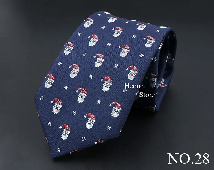 Classic Red Blue Christmas Tie For Men Father Festival Gift Santa Claus Snowman Tree Snowflake Elk Necktie Skinny 7cm Accessory